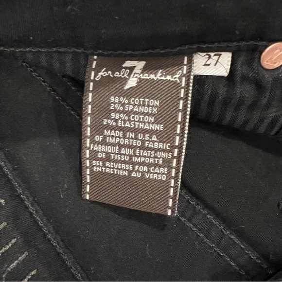 🎉HP🎉 NEW NWT 7 for all Mankind Black The Skinny USA Made Denim Jeans Size 27 - Picture 10 of 12